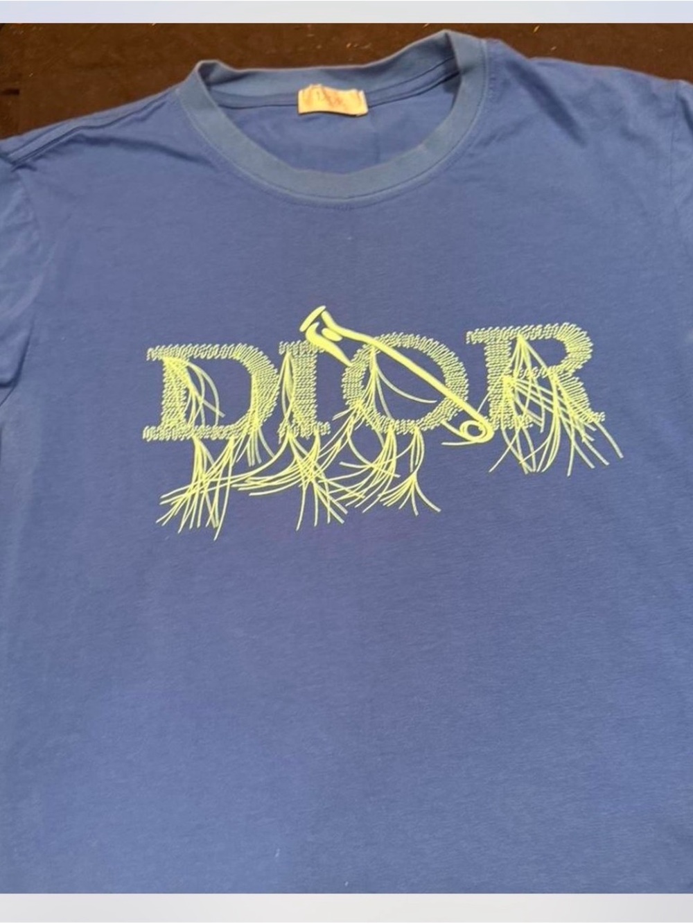 Mens authentic Blue Graphic Tee with Yellow Design